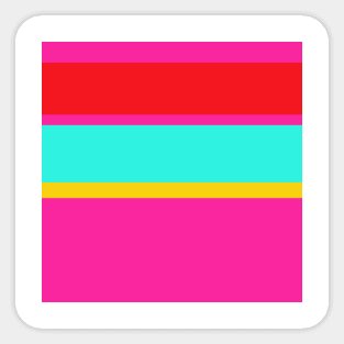 A surprising adaptation of Red (Pigment), Persian Rose, Golden Yellow and Fluorescent Blue stripes. Sticker